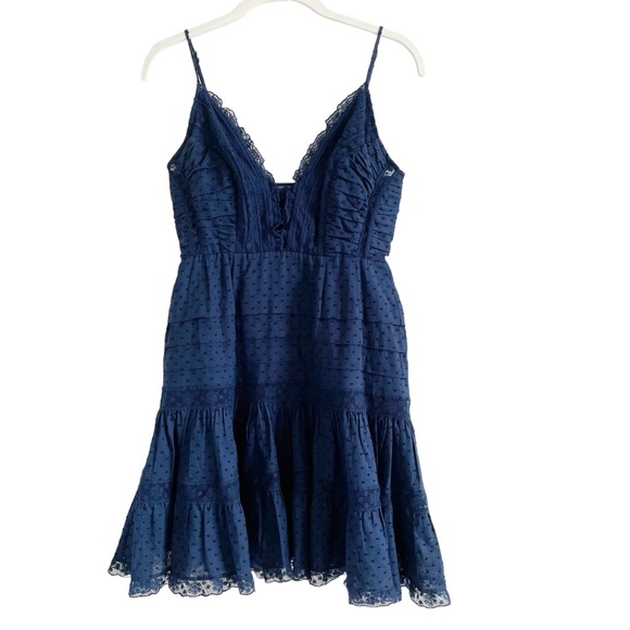 Zimmermann Iris Lace Insert Camisole Dress Navy Size 1 / Small Swiss Dot Luxury - Picture 2 of 9